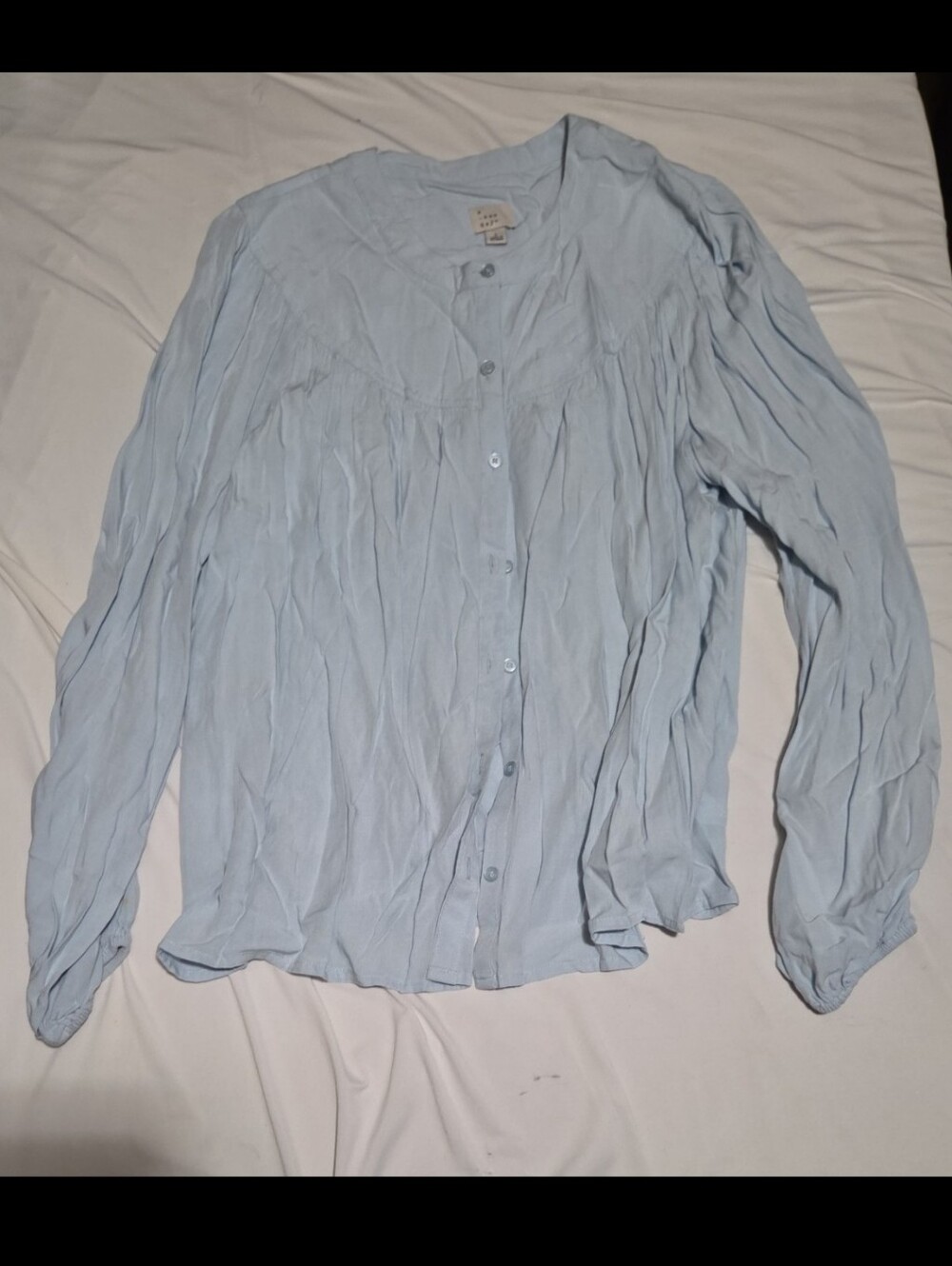 A new day Women's large blue button Blouse #30